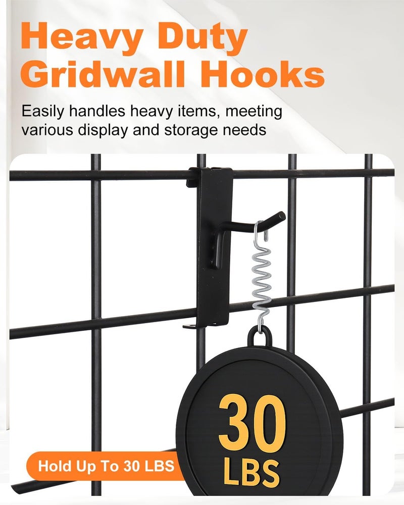 Alffun 50 Pack Gridwall Hooks, 2 Inch Heavy Duty Display Hooks for Wire Grid Wall Panels, Gridwall Accessories for Retail, Craft Shows, Garage Storage, and Home Organization, Black - Image 4